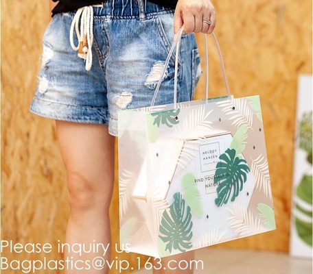 Loop Handles, Shopping Bags With Gusset Cardboard Bottom, Frosted Merchandise Retail Bags, Gifts, Boutiques