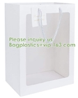 Kraft Paper Bags Square Bags, Thick Paper Bag With Window For Wedding, Party, Birthday, Shopping, Flower Bags