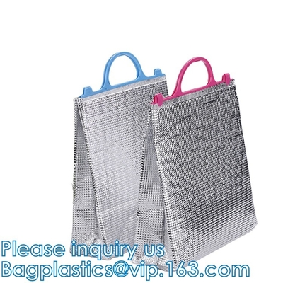 Aluminum Cooler Sealed Insulated Bag, Handle Thermal Lunch Bag, Hot Cold Bag, Transportation, Preservation