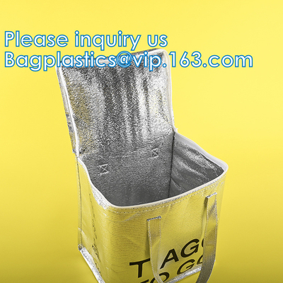 Aluminum Cooler Sealed Insulated Bag, Handle Thermal Lunch Bag, Hot Cold Bag, Transportation, Preservation