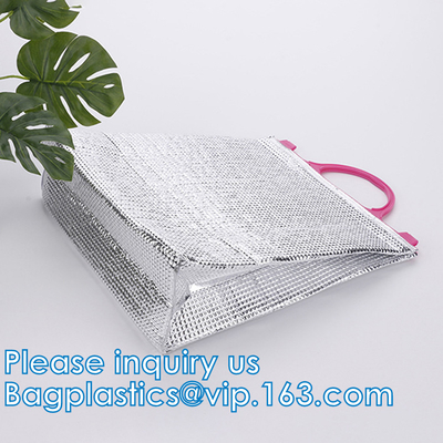 Aluminum Cooler Sealed Insulated Bag, Handle Thermal Lunch Bag, Hot Cold Bag, Transportation, Preservation