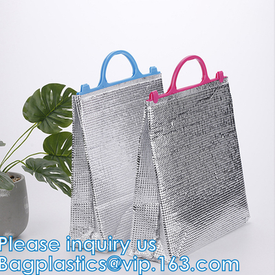 Aluminum Cooler Sealed Insulated Bag, Handle Thermal Lunch Bag, Hot Cold Bag, Transportation, Preservation