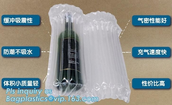 Inflated Wine Bottle Protector Bags, Sleeves Glass Travel Transport, Air Filled Column, Leakproof Cushioning