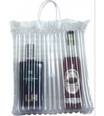 Inflated Wine Bottle Protector Bags, Sleeves Glass Travel Transport, Air Filled Column, Leakproof Cushioning