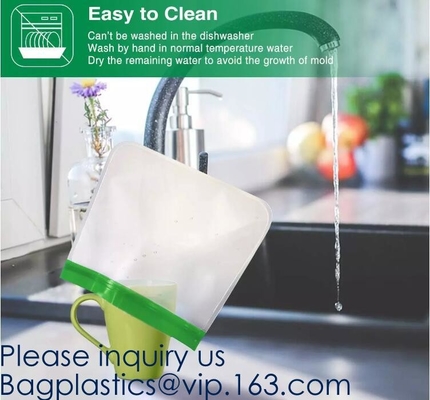 PEVA, Silicone, Reusable Storage Resealable Freezer Food Bags, Leak Proof Zip lockk Airtight lunch Container
