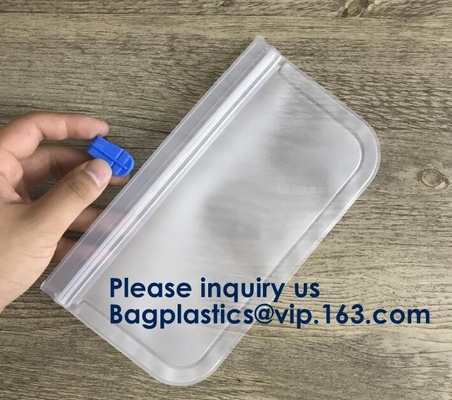 PEVA, Silicone, Reusable Storage Resealable Freezer Food Bags, Leak Proof Zip lockk Airtight lunch Container