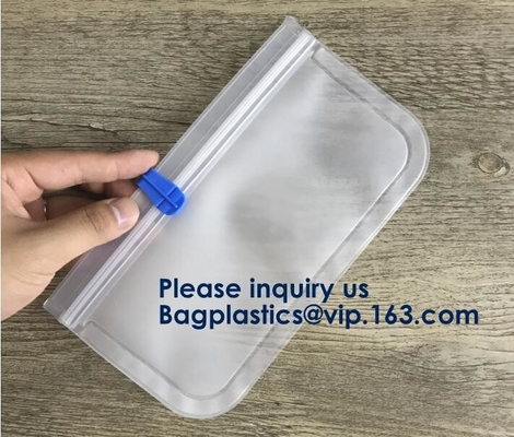 PEVA, Silicone, Reusable Storage Resealable Freezer Food Bags, Leak Proof Zip lockk Airtight lunch Container