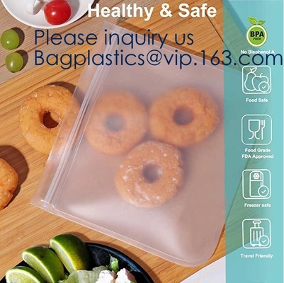 PEVA, Silicone, Reusable Storage Resealable Freezer Food Bags, Leak Proof Zip lockk Airtight lunch Container