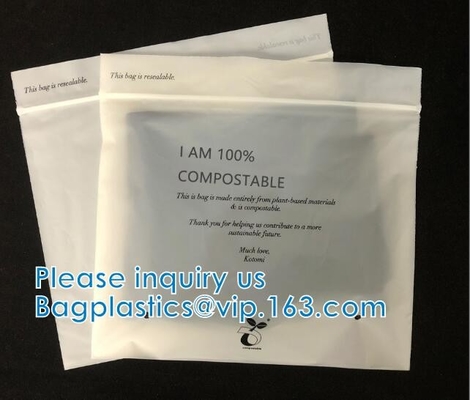 100% Biodegradable Shipping Bags, Zipper Compostable Zip Bag, PLA Corn Starch, Garment Apparel, Cashmere