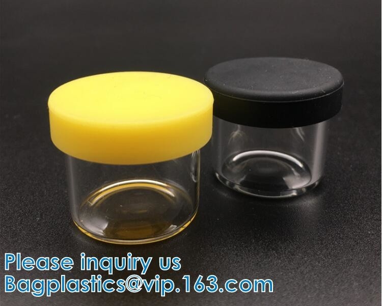 Concentrate Or Oil Containers, 6ml Clear No Neck Glass Concentrate Container with Silicone Cap