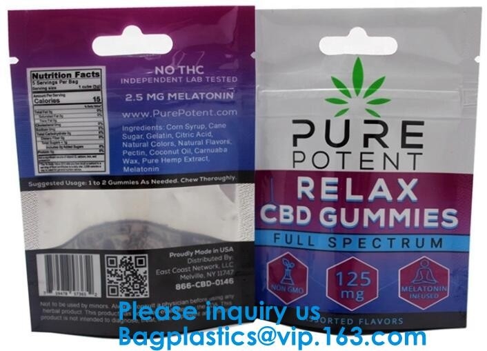 Custom Logo Printed Mylar Bag, Various Color Clear Window Bag, Zip lockk Packaging Mylar Pouch