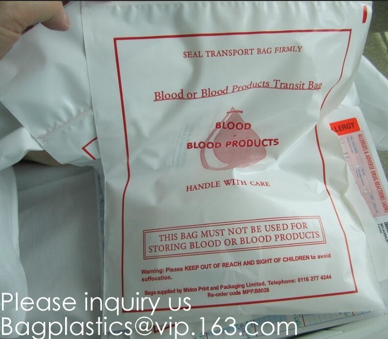 Blood Transport Bags, Blood Transit Bags, Blood Transportation Bags, reclosable specimen, leak proof