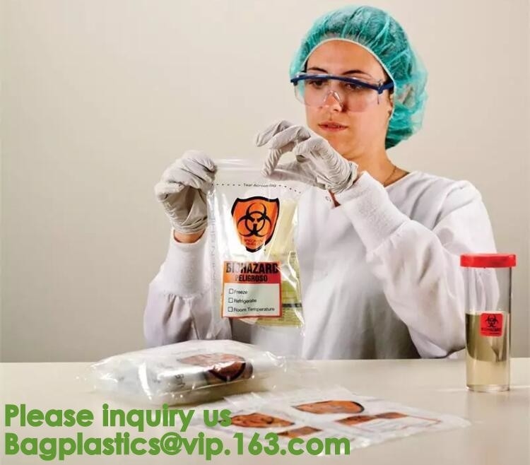 Reusable Resealable Biohazard Specimen Bags, Laboratory Sample Bag, Zip lockk, Outside Pocket Paperwork Pouch