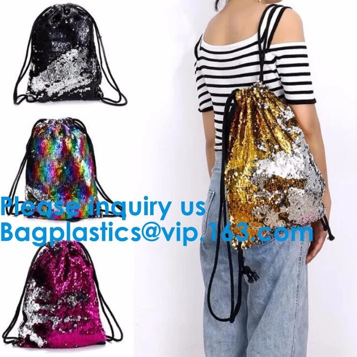 Sequin Drawstring Backpack Christmas Gift Party Bag, Organza Pouch, Satin Pouch Silk Pouch, Suede Pouch
