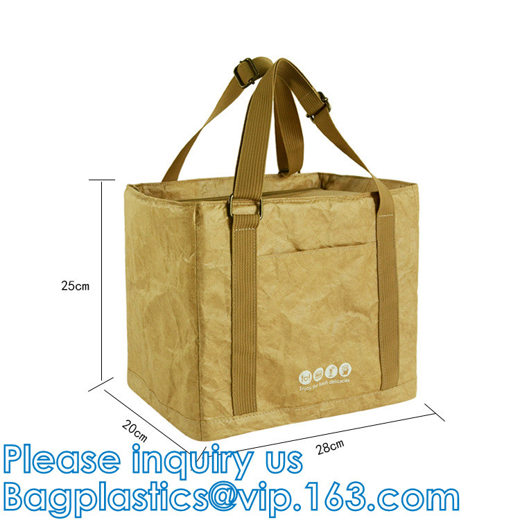 Tyvek Cooler Tote, Nylon Polyster Lunch Bags, Picnic Bag Kraft Paper Lunch Bag, Thermal, Transport Portable