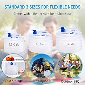Portable Water Storage Jug, Water Carrier, Foldable Canteen, Outdoors BBQ Camping Hiking 5