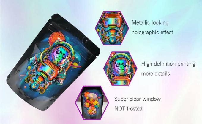 Packaging Pouch, Resealable Zip Lock Foil Food Storage Baggies Safe Material, Holographic Matte Pouch 1