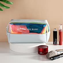 DAZZLING HOLOGRAPHIC, TPU PVC Laser Cosmetic Bag, Makeup Organizer Bags, Jelly Purse, Hanging Toiletry 0