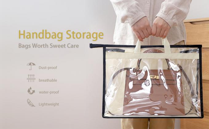 Multi Size, Handbag Storage Dust Cover Bags, Handbag & Purse, Sturdy PVC Organizer Holder With Handle Zipper 0