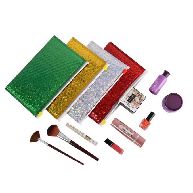 Reusable Metallic Matte Glossy Holographic Zip lockk Bags, Reclosable Cosmetic Packing Bubble Pouch Slider Zipper 0