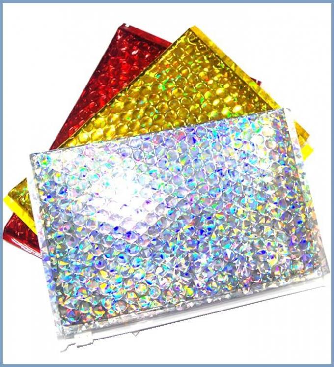 Reusable Metallic Matte Glossy Holographic Zip lockk Bags, Reclosable Cosmetic Packing Bubble Pouch Slider Zipper 4