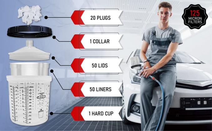 DISPOSABLE REFILLS, Automotive Spray Cup Paint Hard Cup, Gun Cups, Paint Mixing Cups, SPRAY CUP SYSTEM 0