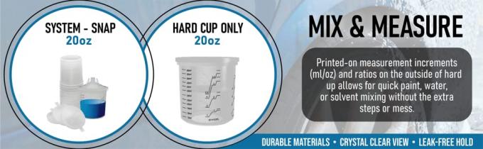 DISPOSABLE REFILLS, Automotive Spray Cup Paint Hard Cup, Gun Cups, Paint Mixing Cups, SPRAY CUP SYSTEM 5