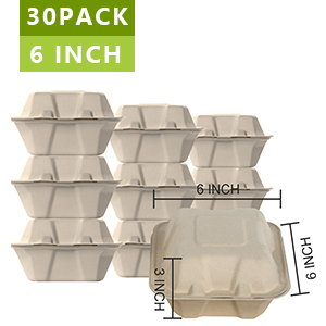 Compostable Clamshell Take Out Food Containers, Natural Disposable Bagasse, Eco-Friendly, Sugar Cane Fibers 2