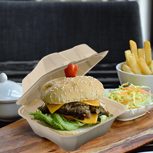 Compostable Clamshell Take Out Food Containers, Natural Disposable Bagasse, Eco-Friendly, Sugar Cane Fibers 4