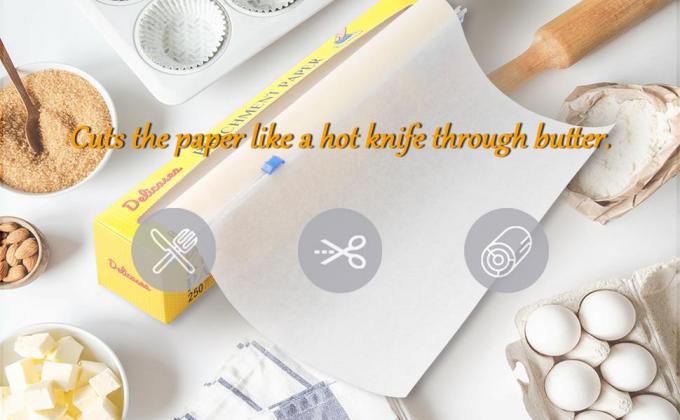 Parchment Paper Roll, Slide Cutter Baking Paper Roll For Cooking, Roasting, Greaseproof, Wrap Paper, chef 6