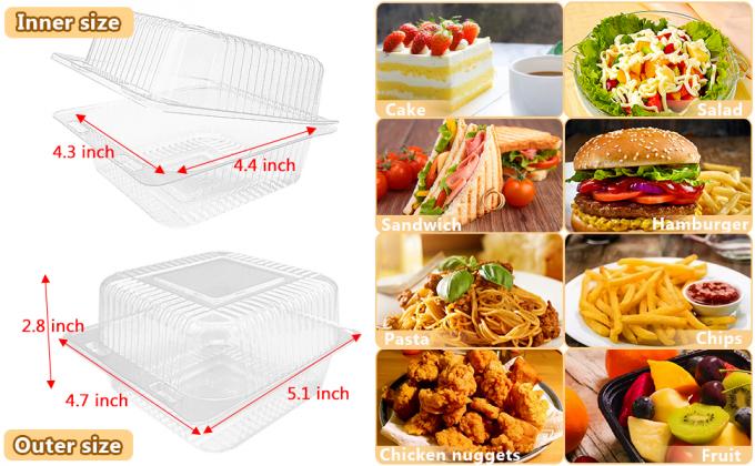 Clamshell Hinged Blister Salad Foldable Pack, Compartment Meal Prep Container Airtight Take Away Lunch Box 5