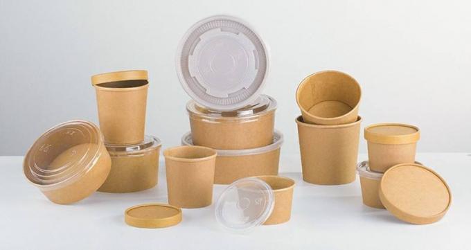 Eco Friendly, Oil Resistant, Salad Soup Rice Noodles Bowl, Bamboo Pulp, Disposable, Kraft Paper Bowl Lid 8