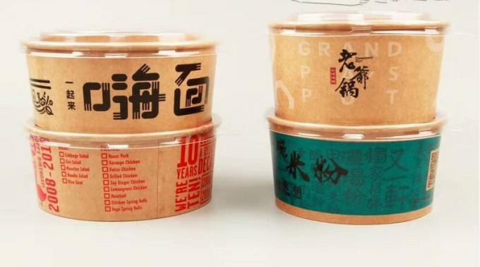 Eco Friendly, Oil Resistant, Salad Soup Rice Noodles Bowl, Bamboo Pulp, Disposable, Kraft Paper Bowl Lid 2