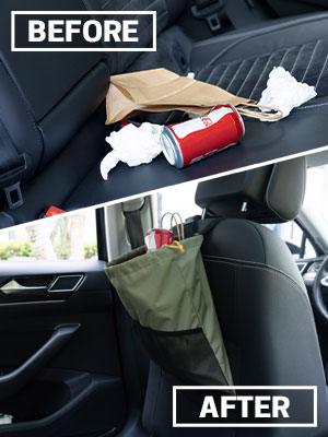 Car Trash Hanging Bag, Storage Pockets Leak-Proof Organizer Collapsible Portable Waterproof Car Garbage Bin 17