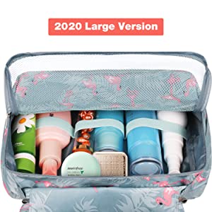 Travel Makeup Cosmetic Skincare Organizer, Toiletry Bag, Foldable Duffel Bag, Multiple Storage Compartments 22