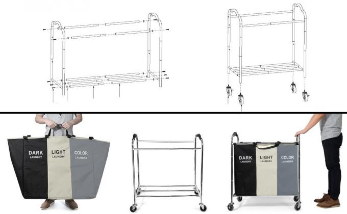 Laundry Bag, Foldable Laundry Sorter Basket, Multi Compartments, Bedroom Clothes Storage, Washing Basket 6