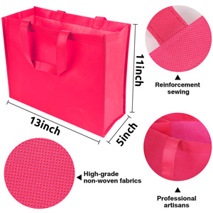 Nonwoven fabric Grocery Tote, Reinforced Handle Heavy Duty Large Shopping, Kitchen Reusable box bags 4