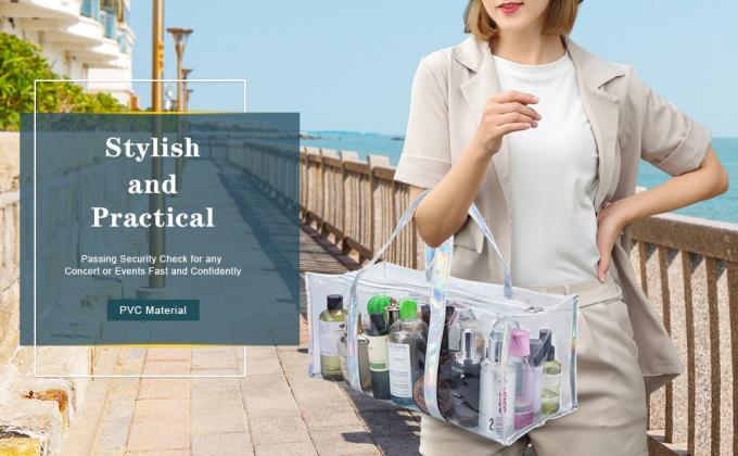 PVC Travel Makeup Toiletry Storage Bag, Large Capacity Tote Bag, Cosmetic Clothes Organizer Bag 0