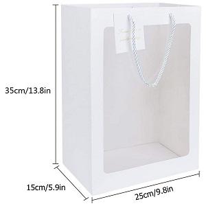 Kraft Paper Bags Square Bags, Thick Paper Bag With Window For Wedding, Party, Birthday, Shopping, Flower Bags 1