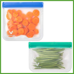 PEVA, Silicone, Reusable Storage Resealable Freezer Food Bags, Leak Proof Zip lockk Airtight lunch Container 10