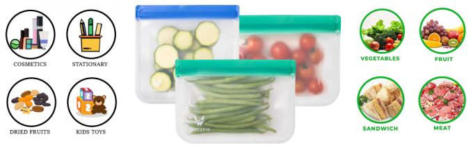 PEVA, Silicone, Reusable Storage Resealable Freezer Food Bags, Leak Proof Zip lockk Airtight lunch Container 16
